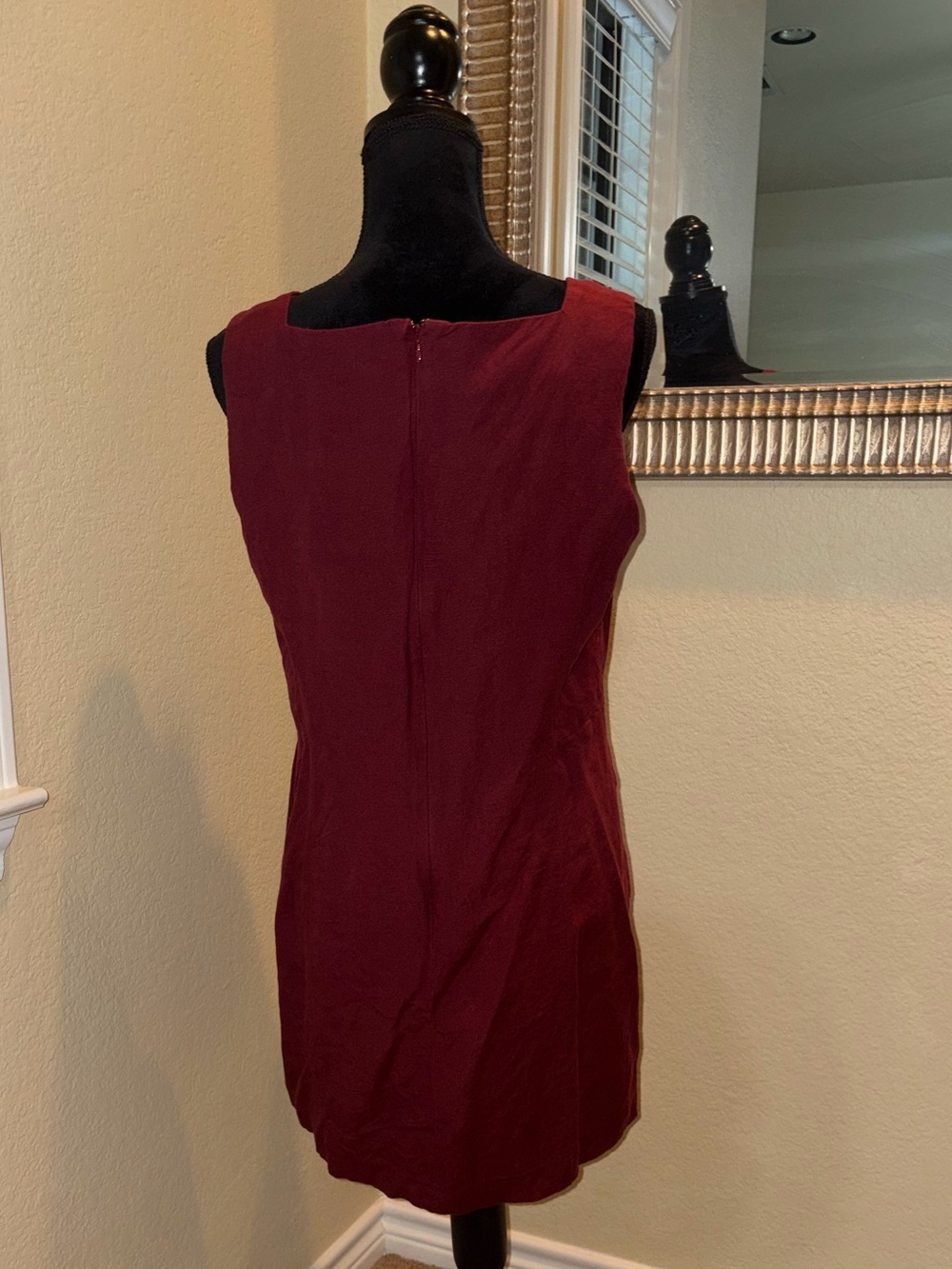 Ann Taylor Sleeveless Square-Neck Mini Dress in Burgundy - Picture 8 of 10